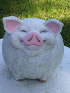 HUGE ROLY POLY FAT PIG HOG OINKER CONCRETE LAWN & GARDEN STATUE 