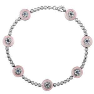    Evil Eye Diamond Bracelet with Pink Glass & Sapphire Eyes Jewelry