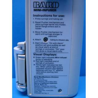 Baxter / Bard / Harvard Mini Infuser 150XL Syringe Pump W/ Warranty 