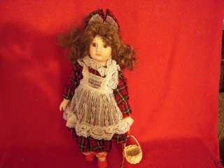 Brinns Porcelain Doll Girl with Basket Vintage 91 14  