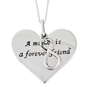   Silver Antiqued CZ A Mother Is A Forever Friend 18in Necklace Jewelry