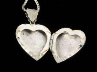Engraved.925 Sterling Silver Heart 2 Photo Locket Pendant Box Chain 