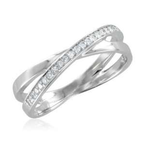 Pave Diamond Wedding Bnad Ring in 14k White Gold Infinity Ring (G, SI1 