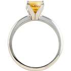  Solitaire 18K White Gold Ring with Fancy Orange Yellow Diamond 0.1