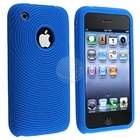   Blue Textured Silicone Skin Case for Apple iPhone / iPhone 3G 8GB 16GB
