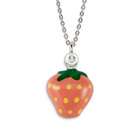 VistaBella .925 Sterling Silver Pink Yellow Green Strawberry Charm
