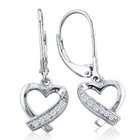 SuperJeweler Diamond Heart Dangle Leverback Earrings set in Sterling 