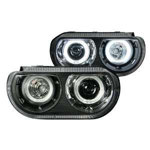  AnzoUSA 121308 Black Clear Dual Projector Halo Headlight 
