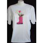 CCLAIR Ladies Western Cowgirl Pink Boot Rose T shirt Clothing XL