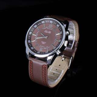 Classic Leather Band Quartz Wrist Watch Timer Bracelet  