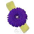 CoverYourHair Yellow Stretchy Baby Headband with Purple Daisy Flower
