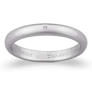  Sterling Silver Slim Engraved Diamond Accent Message Ring 