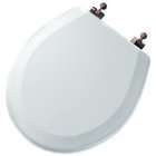   Molded Wood Round Toilet Seat, White with Oil Rubbed Bronze Hinges