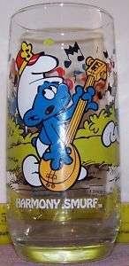1983 Promotional Peyo Harmony Smurf Drinking Glass  