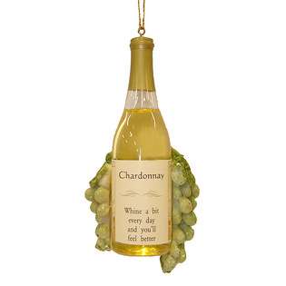   Winery Chardonnay Wine Bottle & Grapes Christmas Ornament at 