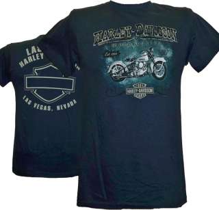 Harley Davidson Las Vegas Dealer Tee T Shirt BLUE SMALL #BRAVA1  