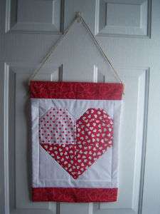 Handmade Quilted Door Banner Valentine Fabric  