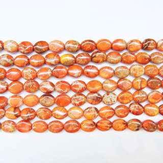 8x10mm Oval Jasper Sea Sediment Orange Beads 15L  