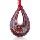 Pugster Murano Glass Red White Droplet Pendant