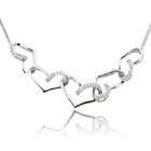   Silver and 0.20 ctw Diamond Covered Interlocking Open Hearts Necklace