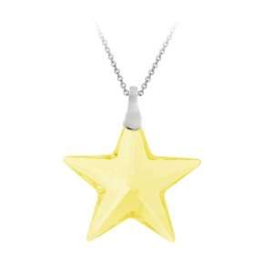  Sterling Silver Light Yellow Swarovski Elements Star 