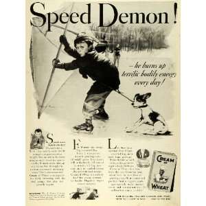 1938 Ad Cream of Wheat Cereal Child Playing Skite Pet Skating Energy 