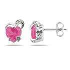 szul 1.50CTW Heart Shape Pink Topaz & Diamond Earrings in 14K 