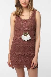 UrbanOutfitters  Staring at Stars Tiered Crochet Tank Dress