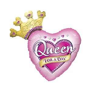  Queen for a Day Heart Crown Pink 36 Balloon Mylar 