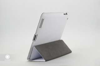 GGMM White Genuine Leather Smart Cover Case for iPad 2  