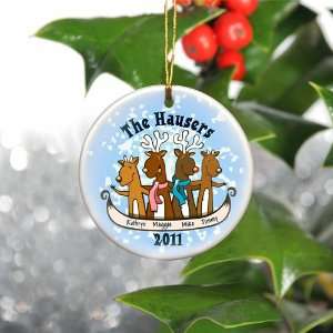  Personalized Reindeer Family Christmas Ornament: Home 