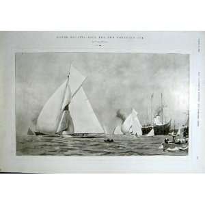  Race For Emperors Cup Cowes Regatta 1904 Old Print