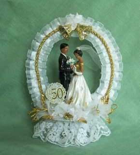   American Bride & Groom 50th Wedding Anniversary Cake Topper  