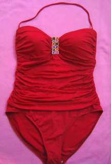   SLIMMING RUCHED SWIM ONE PIECE SWIMSUIT SWIMWEAR BATHING SUIT L 10 NEW