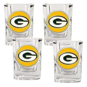  Green Bay Packers 4pc Square Shot Glass Set Kitchen 