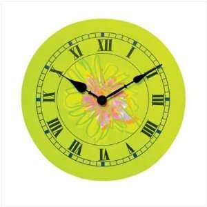  Lime Green Flower Wall Clock