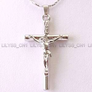 Crucifix Jesus Cross 18KGP Pendant & 18 Necklace 010PW  