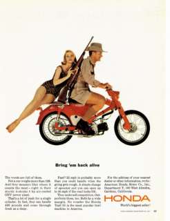 1963 Classic HONDA Motorcycle ad, Bring em Back Alive  
