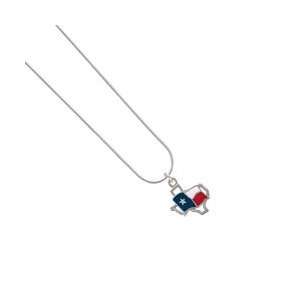 Texas Outline with Flag Elegant Snake Chain Charm Necklace