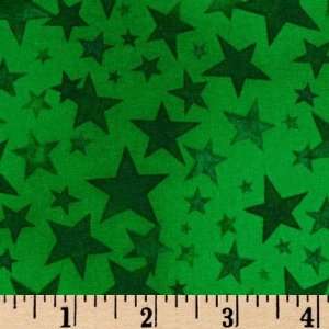 : 44 Wide Fabri Quilt 12 Days of Christmas Stars Tonal Green Fabric 