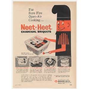  1960 Diamond Match Neet Heet Charcoal Briquets Print Ad 