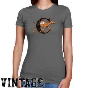 NCAA Campbell Fighting Camels Ladies Charcoal Distressed Logo Vintage 