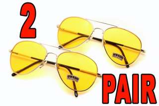 Lot of 2 Police Military Yellow Lens Aviator Sunglasses  