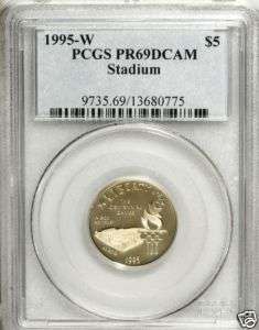 1995 W, PCGS PROOF  69 DCAM, STADIUM $5 GOLD  