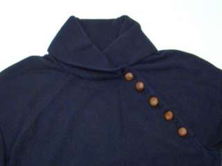 Nwt Ralph Lauren Navy Blue Knit Leather Patch Shawl Button Sweater 