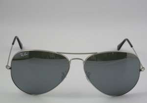ITALY RAY BAN Silver Aviator SUNGLASSES RB 3025 003/40 62mm new mirror 
