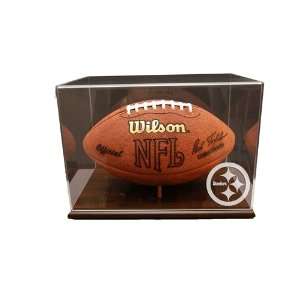  Pittsburgh Steelers Football Display Case with Walnut Finished Base 