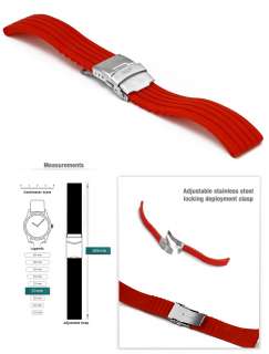 20mm New BRUNOFF Mens Red Rubber Watches Strap Band  