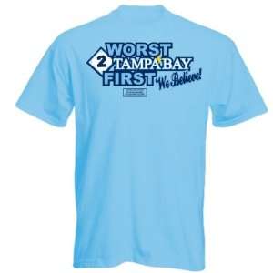  Worst 2 First (Light Blue) T shirt: Sports & Outdoors