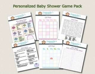 Custom Baby Shower Games Boy Monkey Bingo Trivia Word  